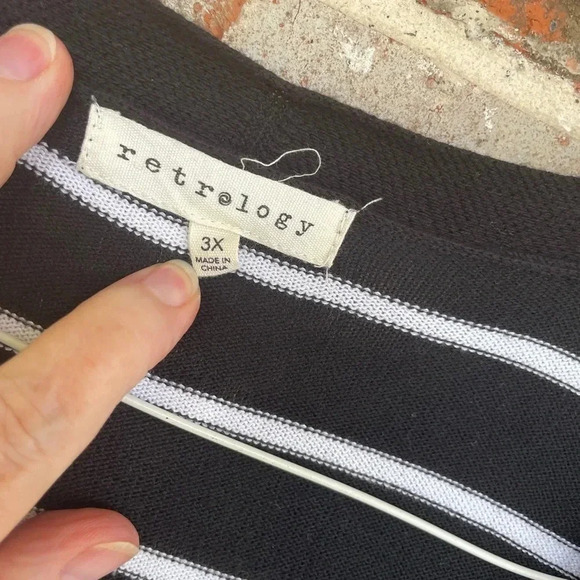 Retrology Colorblock Striped Open Lapel Catdigan Sweater - Picture 5 of 8